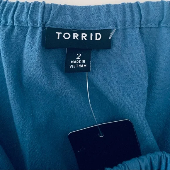 NWT Torrid Lace Trim Tiered Mini Dress Women’s 2X Blue Cottagecore Festival - Picture 8 of 10